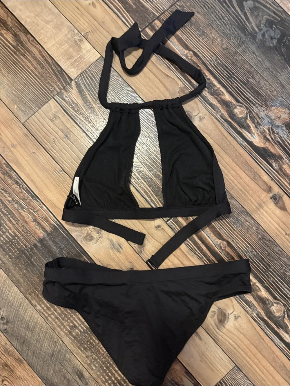 Black Cut Out Halter Bikini Set - XS